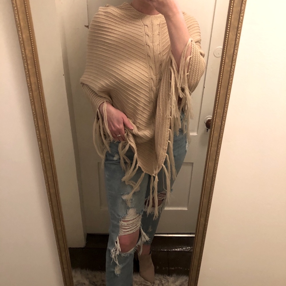 O/S Hooded Poncho Sweater